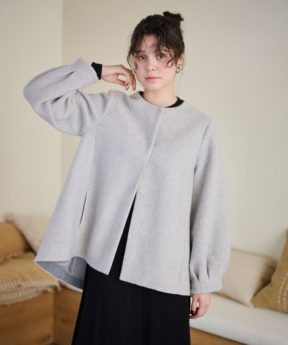 #Newans 【洗濯機可能】バックフレアショートコート 