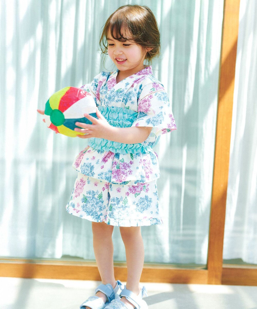 ANY KIDS 【洗濯機可能】簡単帯付き 甚平セット 