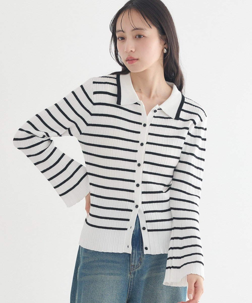 earth music&ecology レギュラーカラーニットカーディガン 