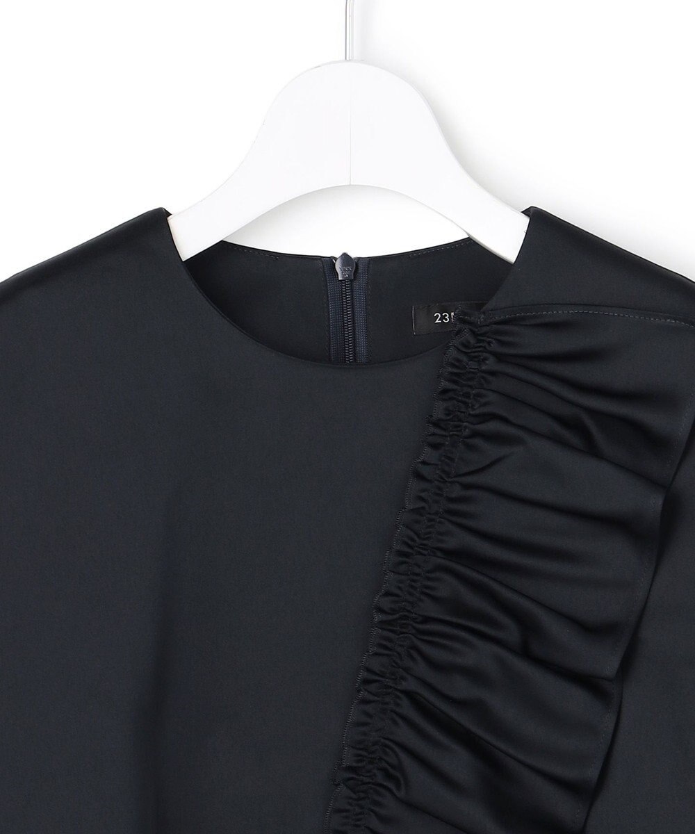 23区 L 【APPLAUDIR】クリアダブルサテン フリルデザイン ブラウス 