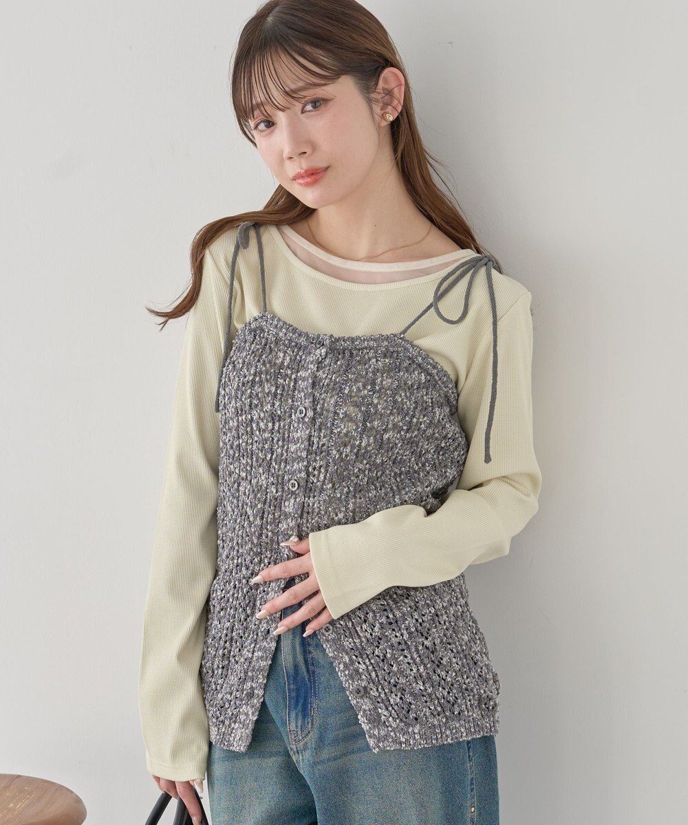 earth music&ecology 【予約】透かし編みニットキャミビスチェ 