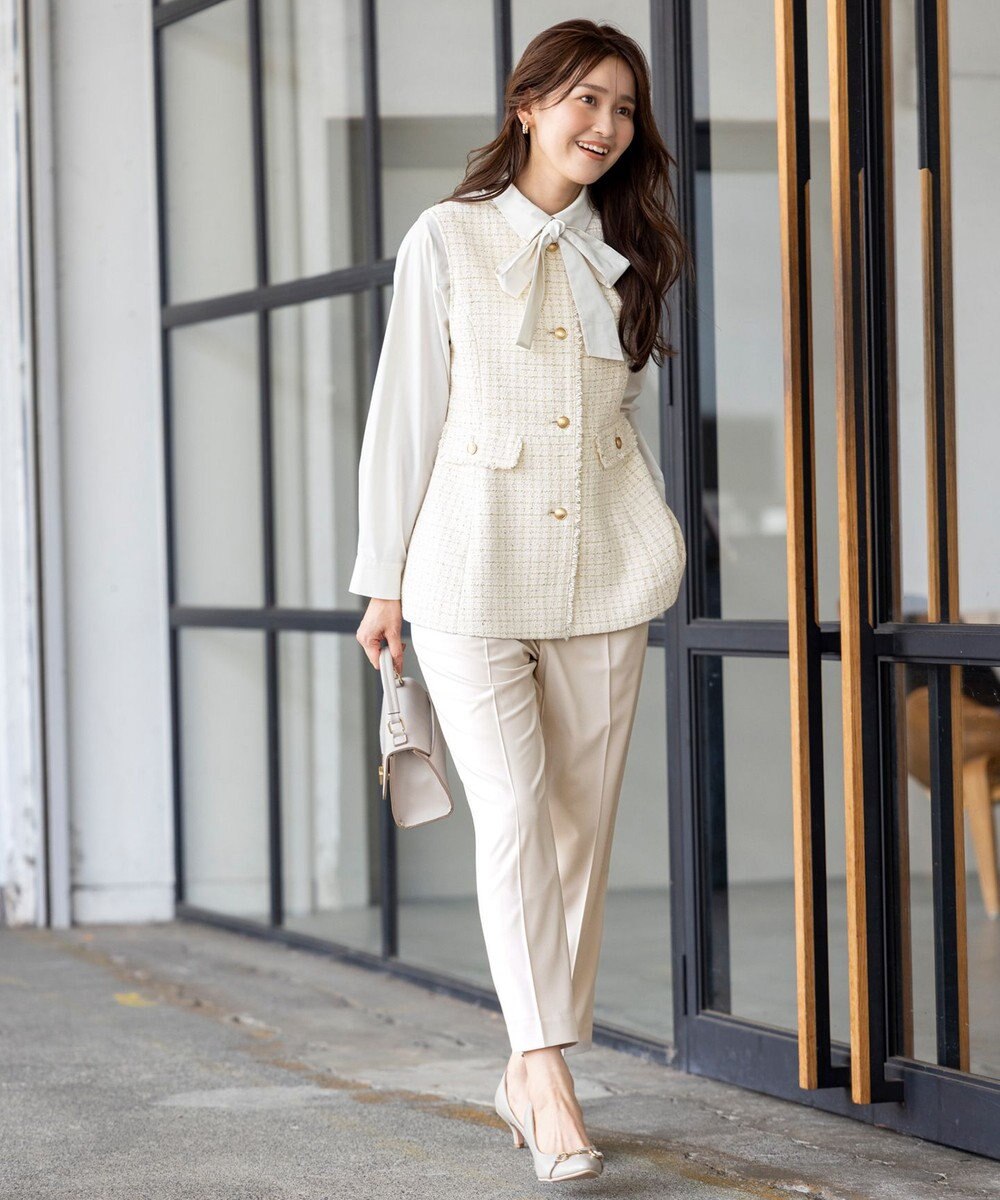 ANY SIS S ファンシーツイードペプラム ジレ 