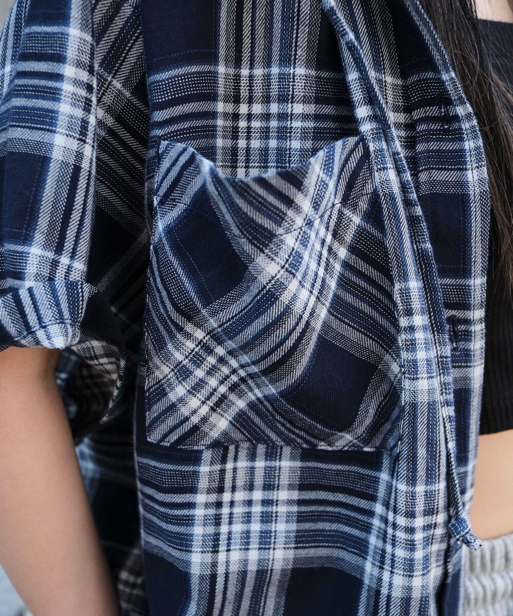 WEGO フードチェックBIGシャツ（S） 