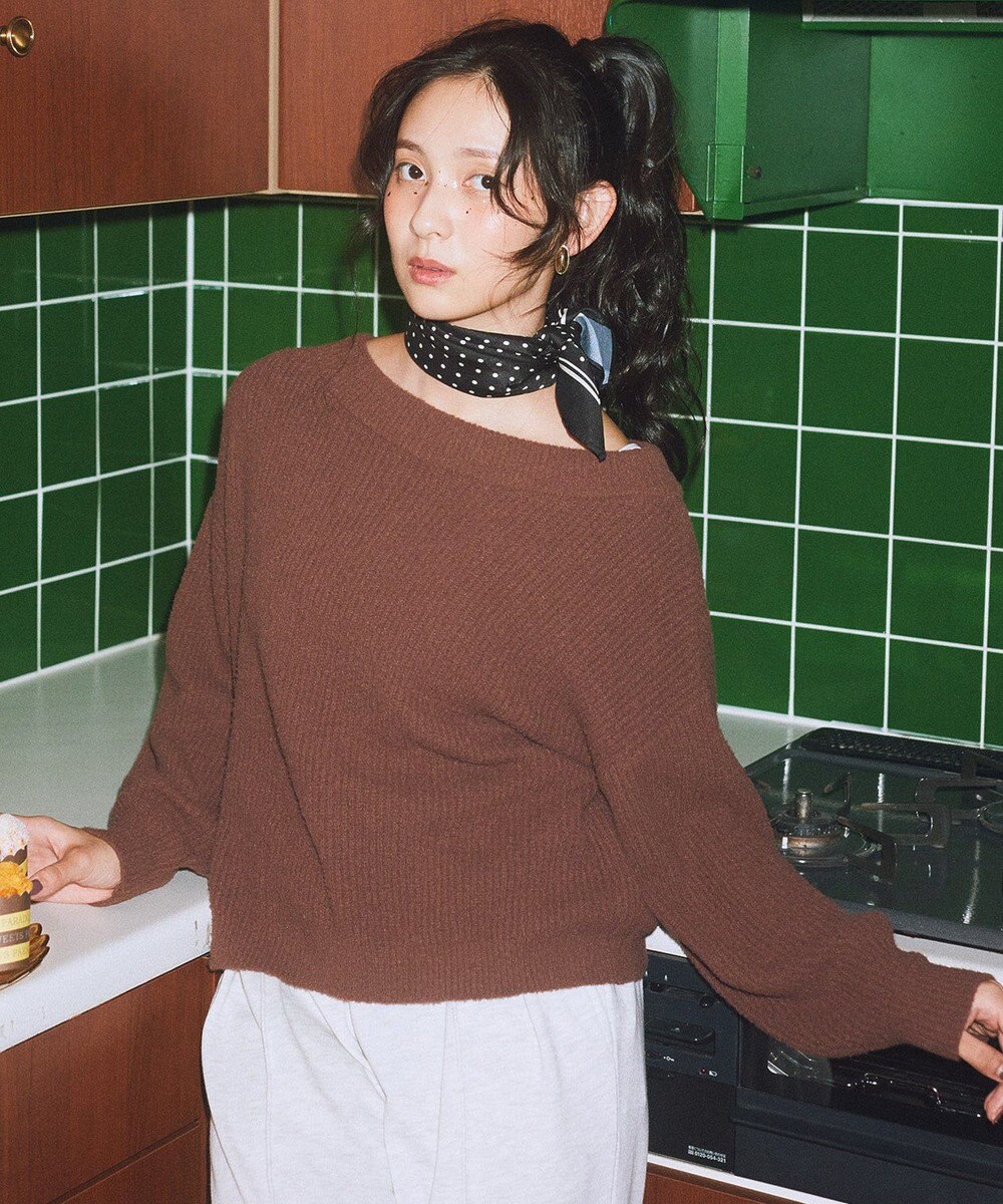 earth music&ecology パウダーシャギー畦プルオーバー 