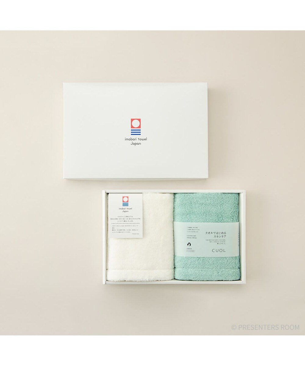 PRESENTERS ROOM CUOL タオルではじめるスキンケア / フェイスタオル　ホワイト×ミント 
