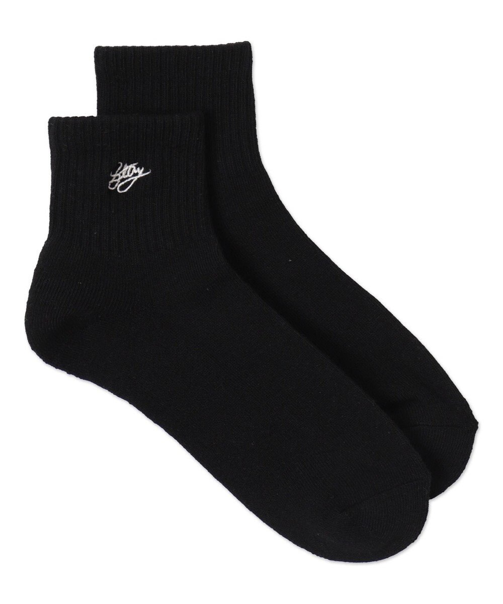 WEGO カラーロゴ刺繍アンクルパイルソックス 