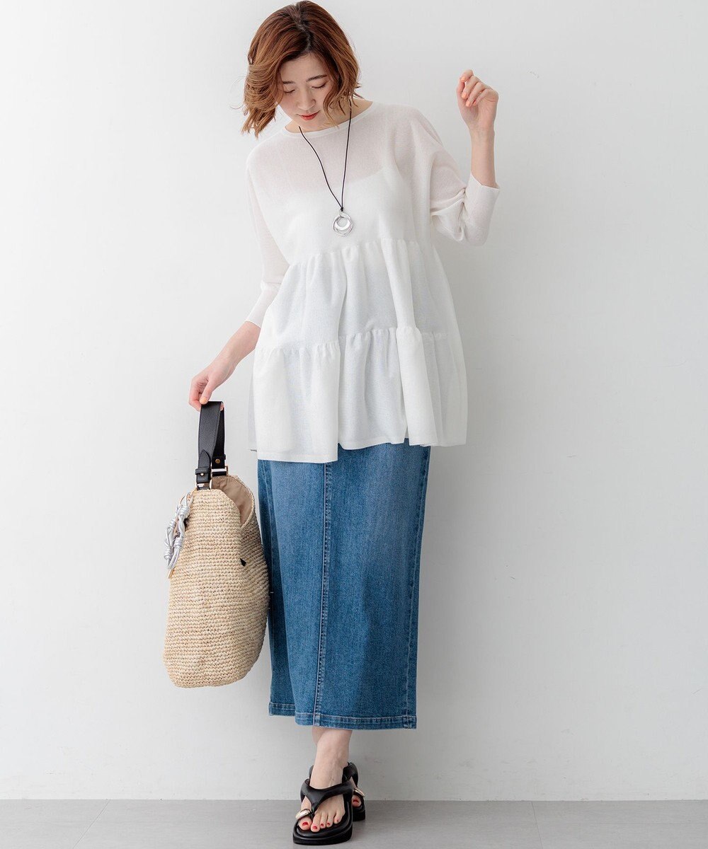 23区 【先行予約】シャイニーシアーニット ティアード チュニック 