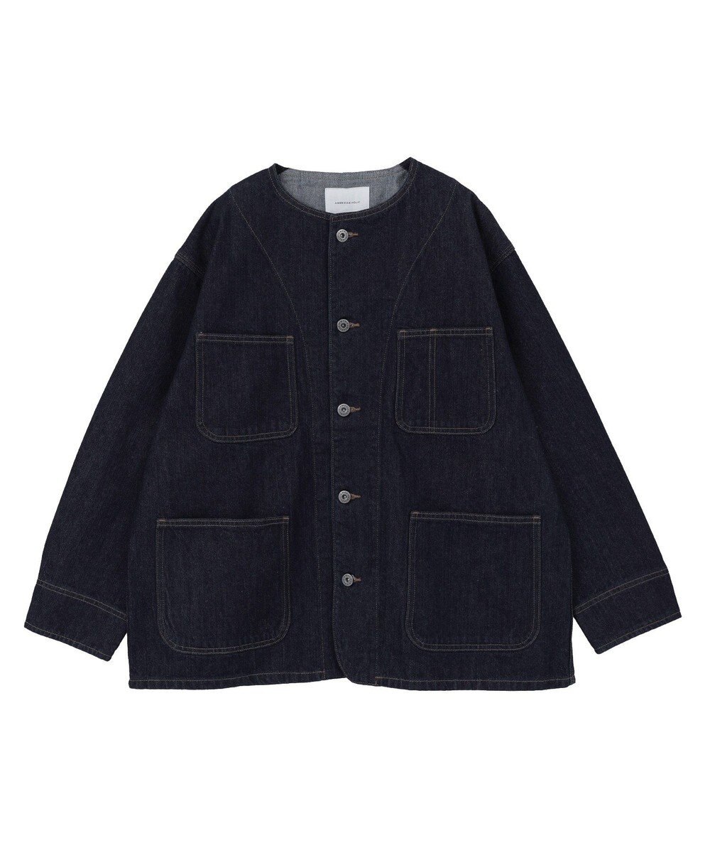 AMERICAN HOLIC ノーカラーデニムカバーオール 