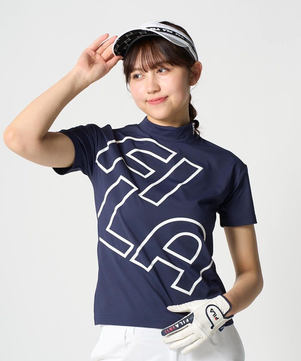 FILA GOLF／marie claire 【FILA GOLF】 バックプリントモックネックシャツ 