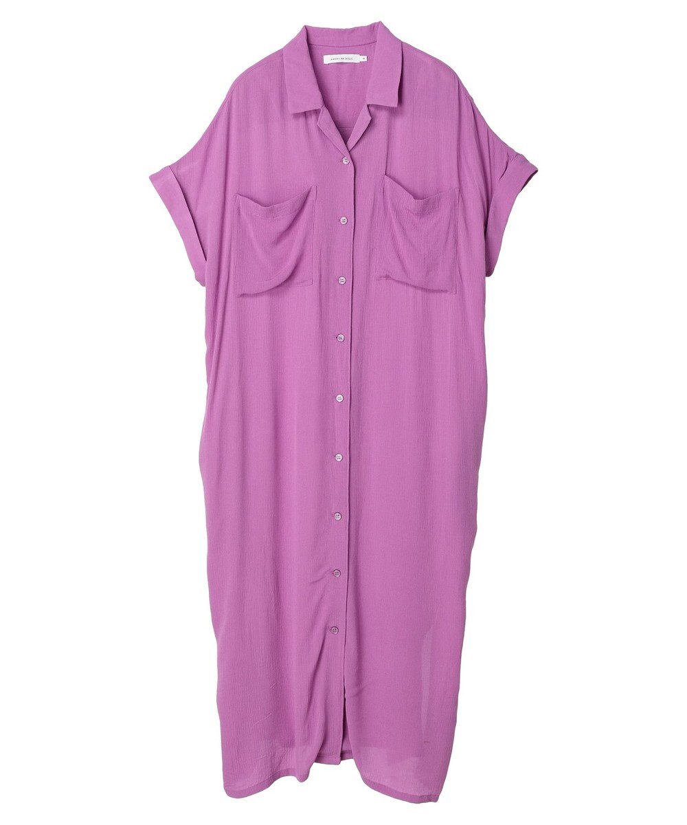 AMERICAN HOLIC 楊柳Ｗポケット開襟ワンピース 