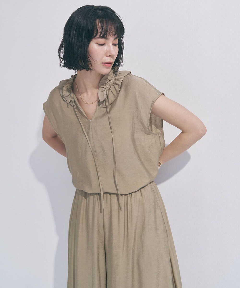 UNFILO 【WEB限定カラー】ヴィンテージシアー フリルネック ブラウス 