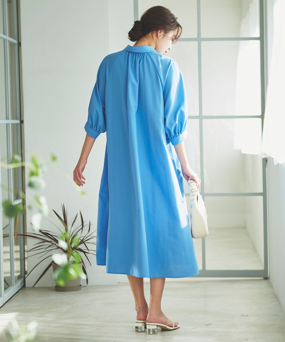 Feroux 【洗える】パフスリーブシャツ ワンピース 