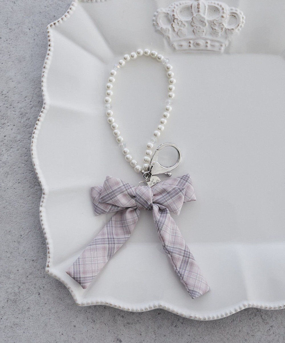 Maison de FLEUR チェックリボンパールチャーム 