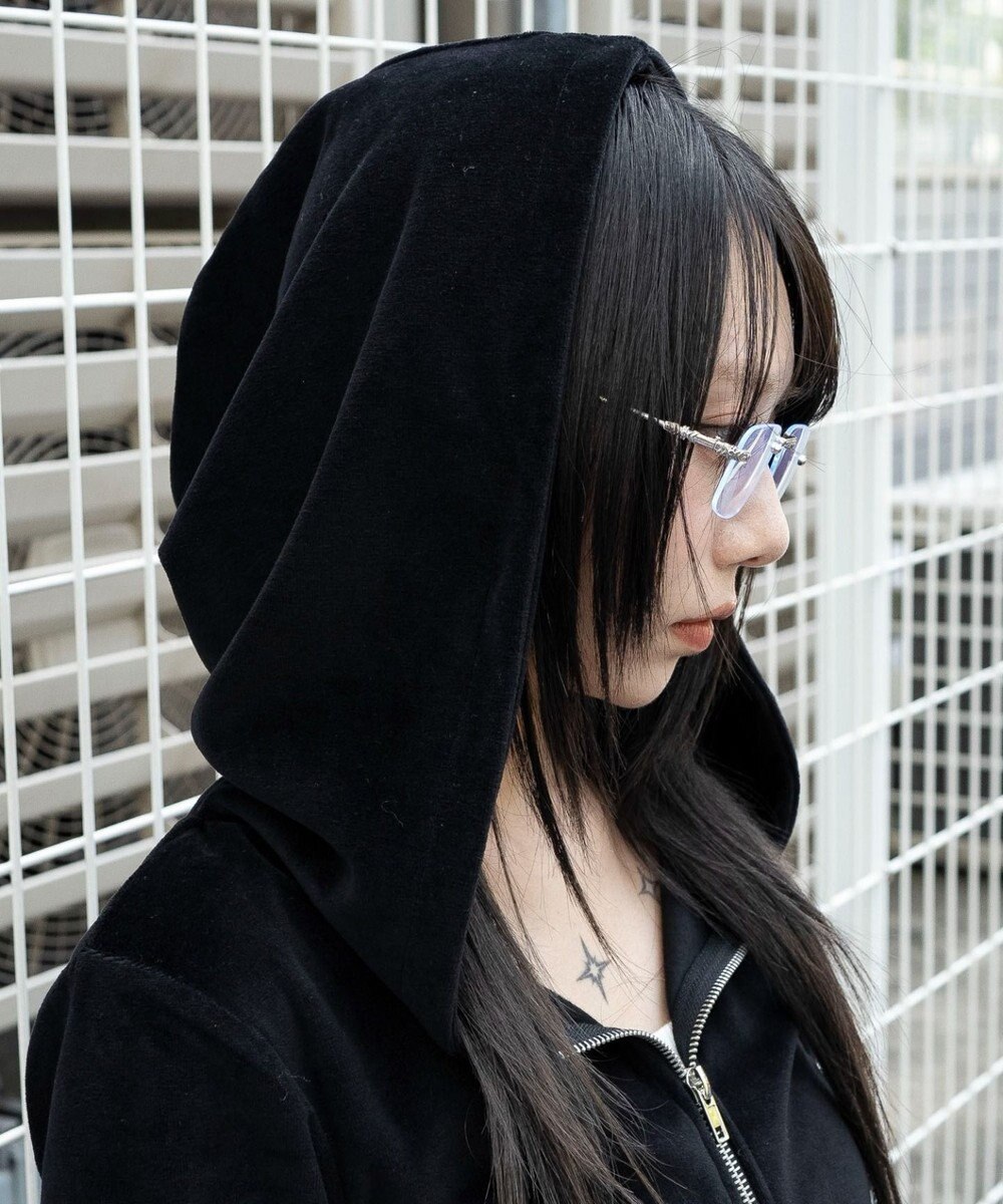 WEGO ベロアショートZIPパーカー 