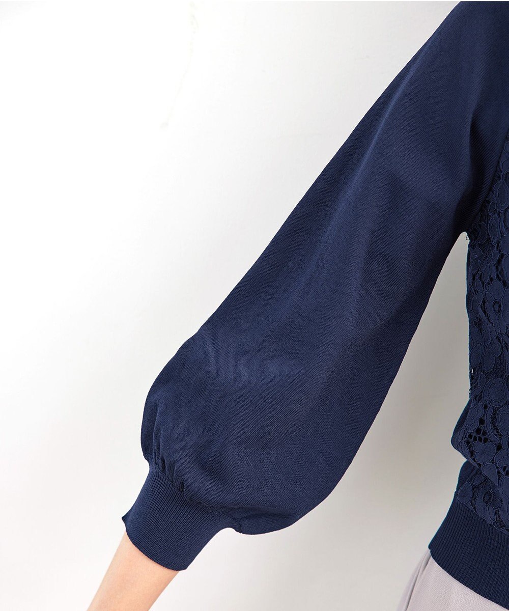 Tiaclasse 【洗える】7分袖前身レースカーディガン 