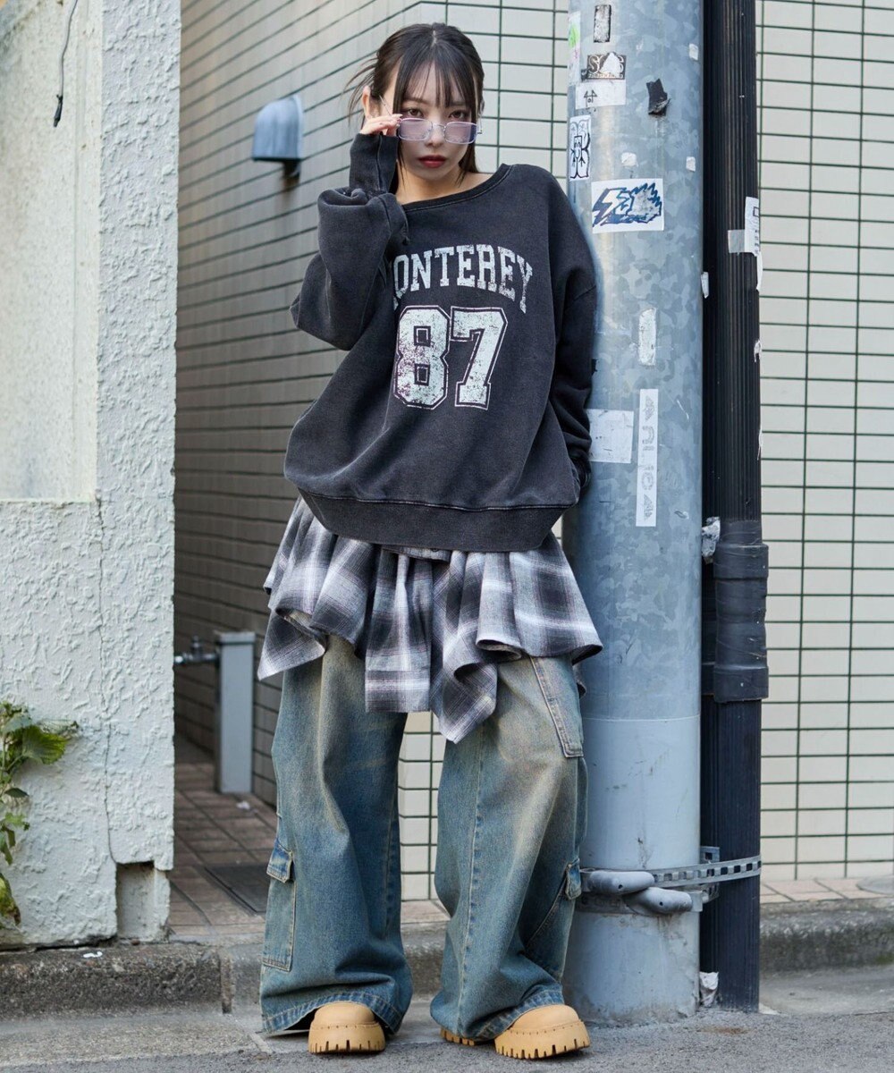 WEGO 裏起毛2WAYグラフィックワンショルBIGスウェット 