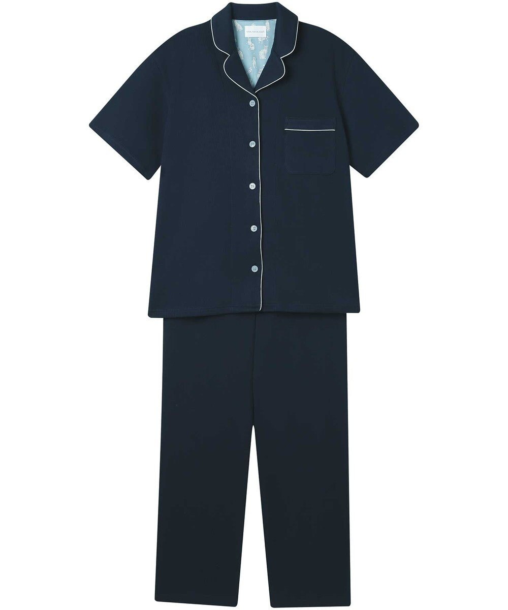 une nana cool 【綿混】ソフトコットンリブ 半袖開襟パジャマ MADE WITH LIBERTY FABRIC 