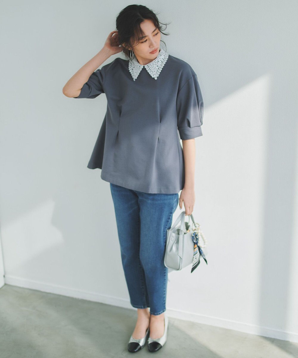 組曲 【2WAY】レース襟フレンチテリーフレア カットソー 