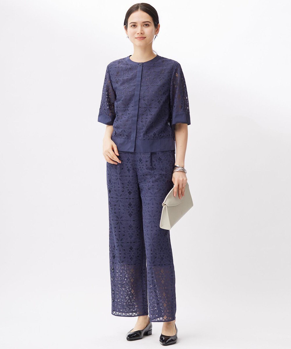 自由区 【カタログ掲載・洗える】フラワータイルレース ブラウス 