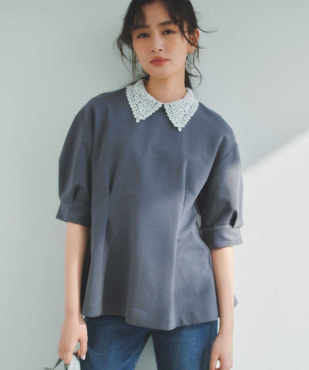 組曲 【2WAY】レース襟フレンチテリーフレア カットソー 