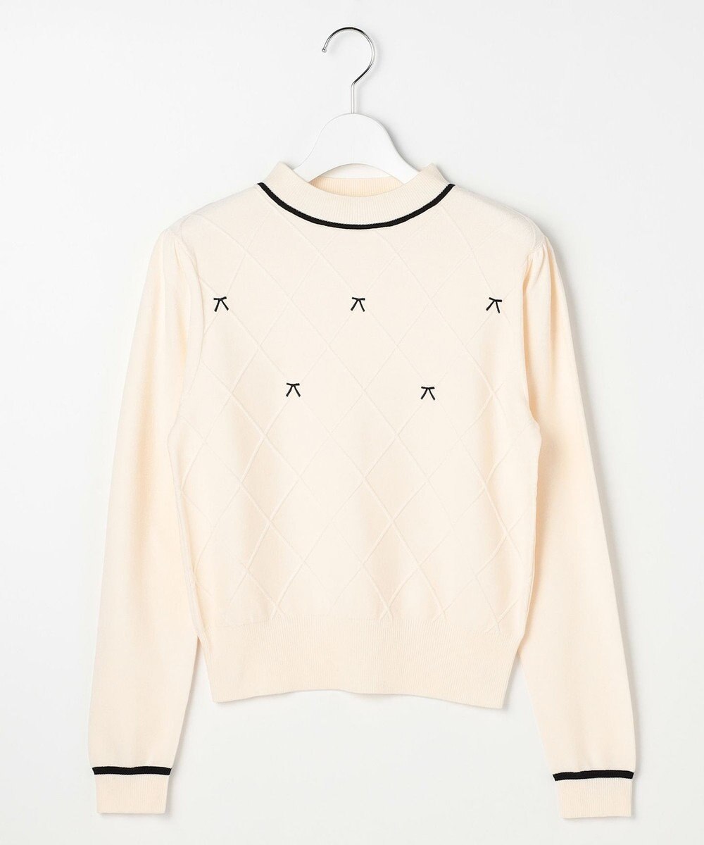 Feroux リボン刺繍ダイア柄 ニット 