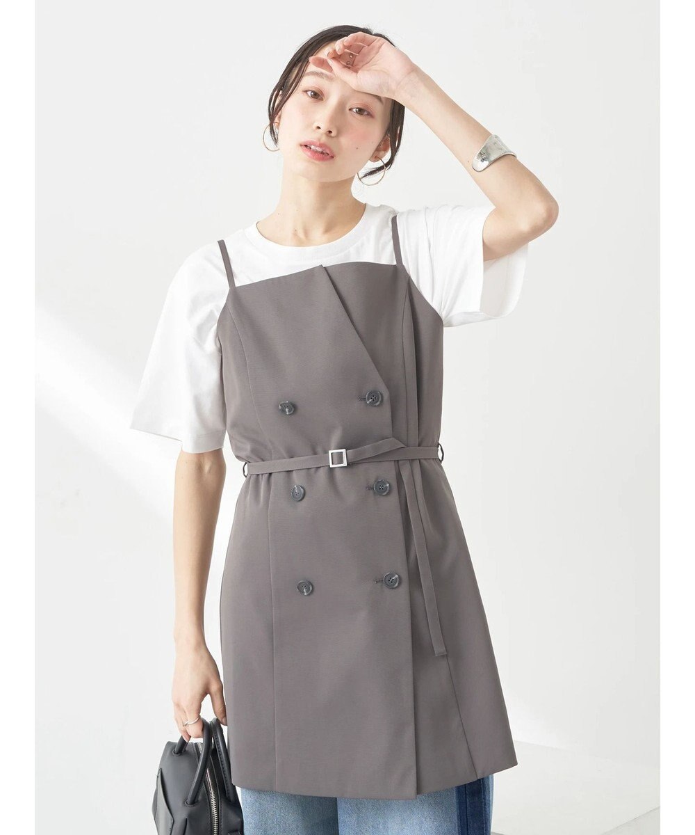 earth music&ecology トレンチ風キャミミニワンピース 