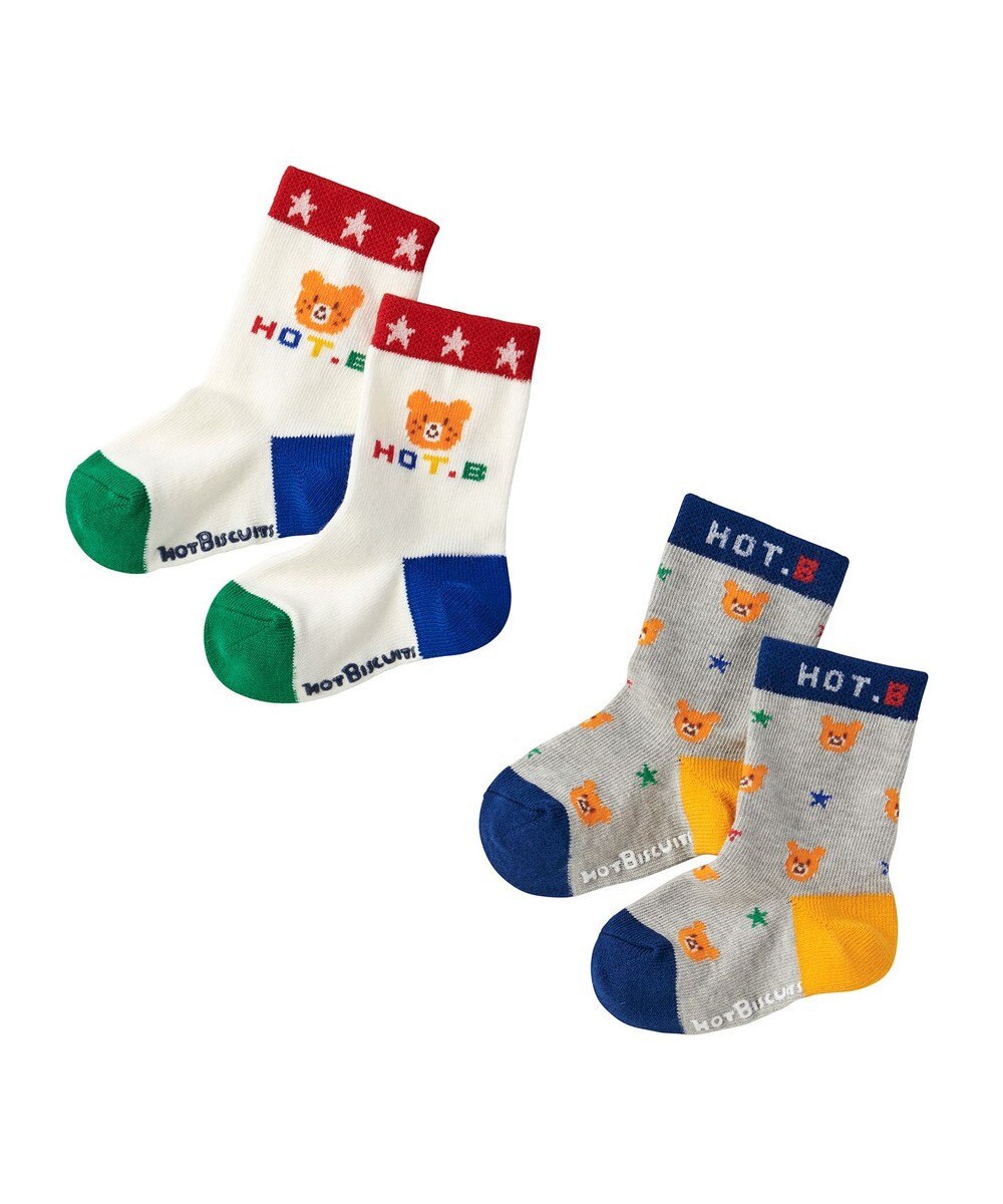 MIKI HOUSE HOT BISCUITS 【9-19cm】 クルー丈 ソックスパック2足セット 