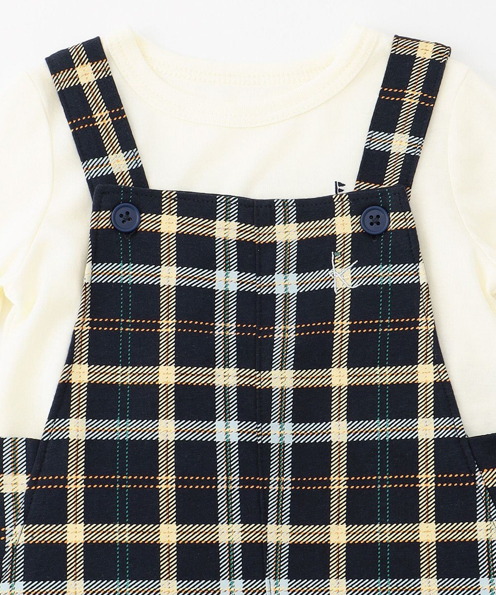 組曲 KIDS 【80-90cm】Check 長袖オーバーオール 
