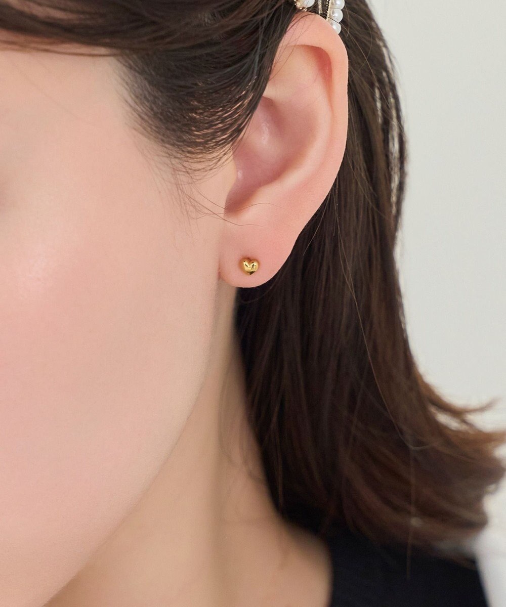 Phoebe 【金属アレルギー対応】パフィーハートピアス(片耳)　ゴールド/サージカルステンレス 