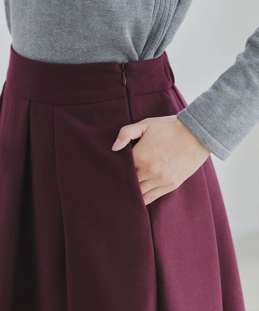 Tiaclasse 【新色追加・洗える】ウール調タックフレアスカート 
