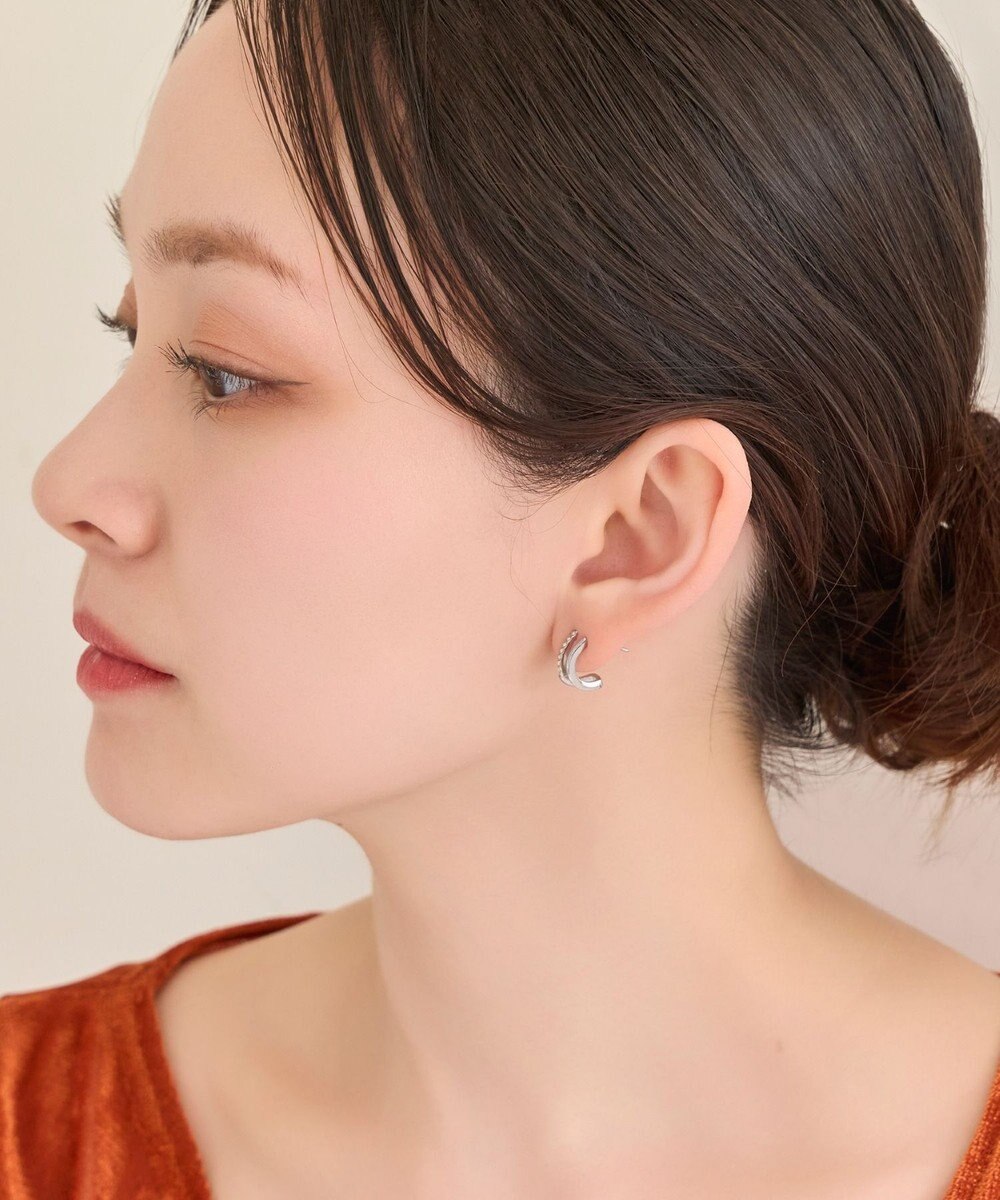 Phoebe <オンワード限定セット>メタルグリッターシュシュ×メタル×ビジュー2ラインピアス 