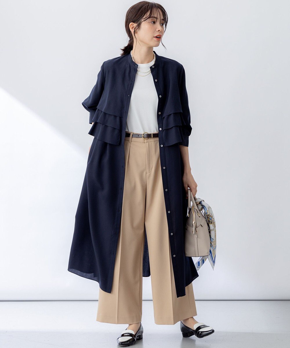 組曲 ドライタッチツイル ワイドパンツ 