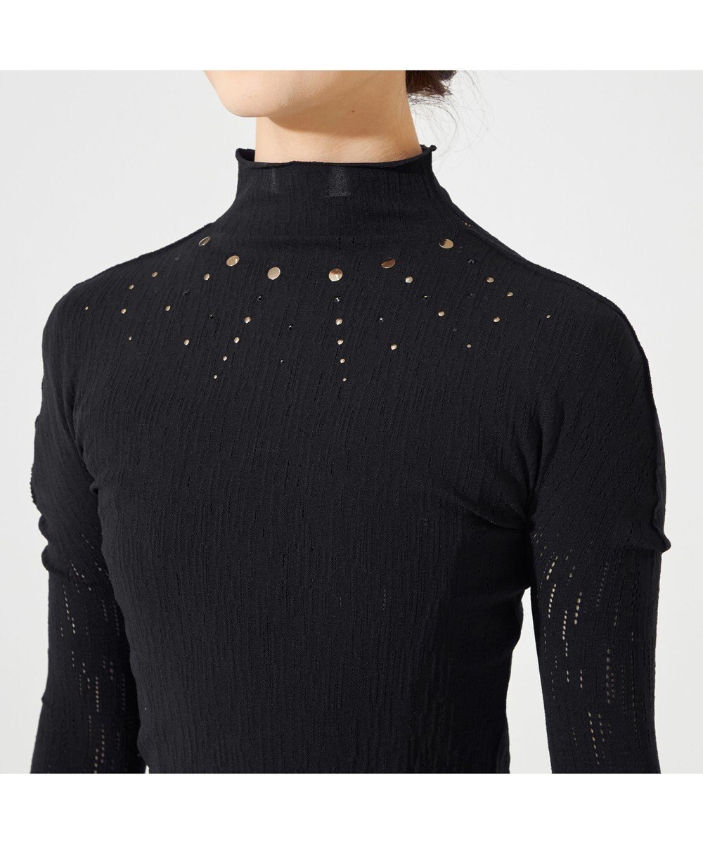 Chacott 【ノーソーイングニット】スタッズハイネックショートトップ 