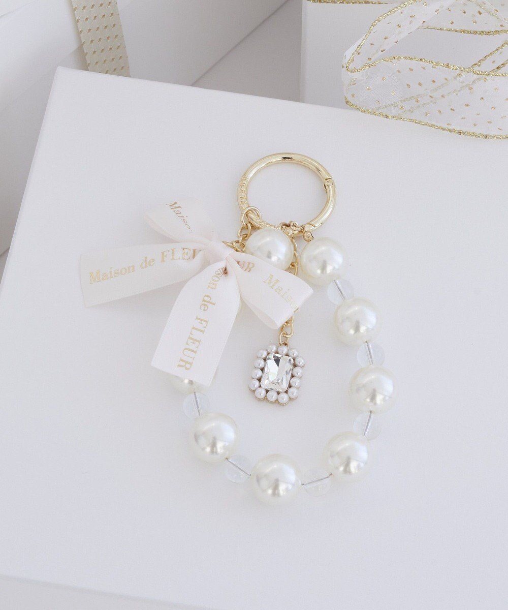 Maison de FLEUR ロゴリボンビッグパールビジューチャーム 