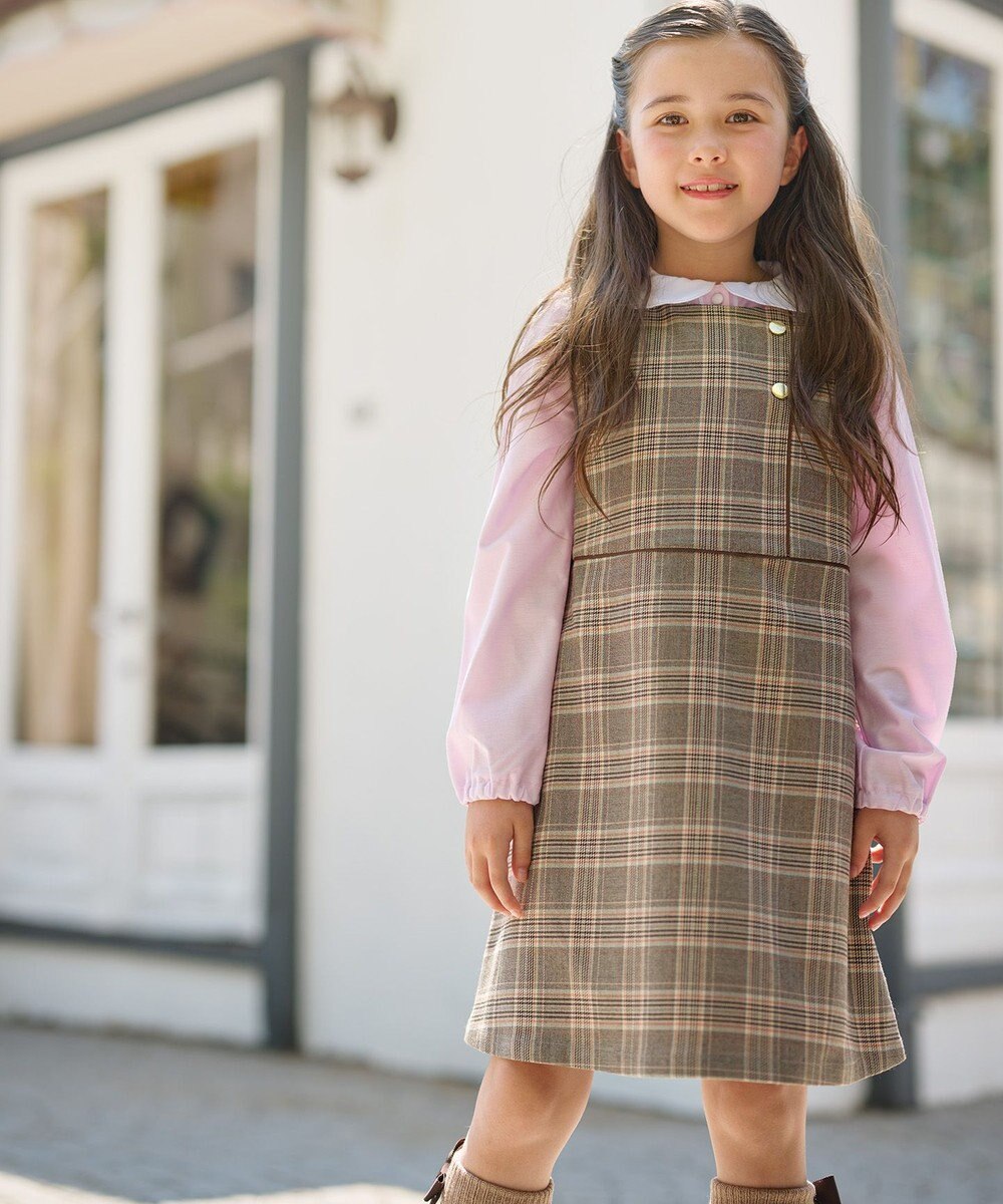 組曲 KIDS 【150-160cm】キチントチェック ジャンパースカート 