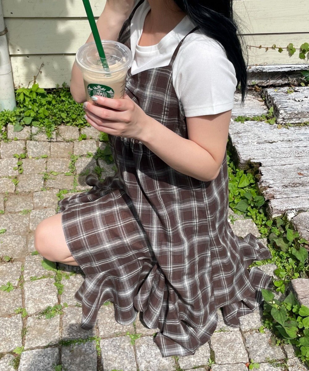 WEGO チェックイレヘムキャミワンピース 