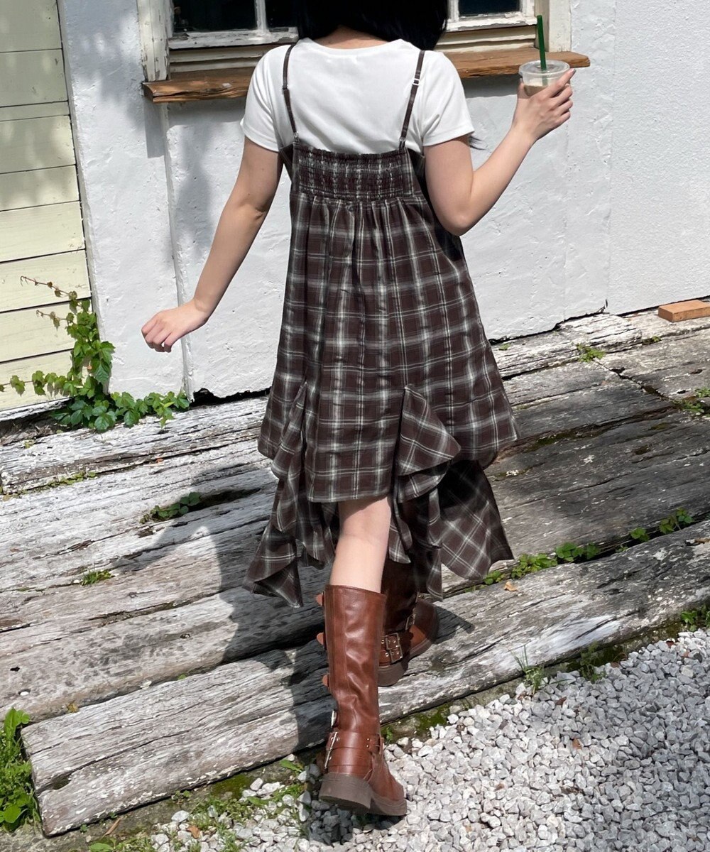 WEGO チェックイレヘムキャミワンピース 