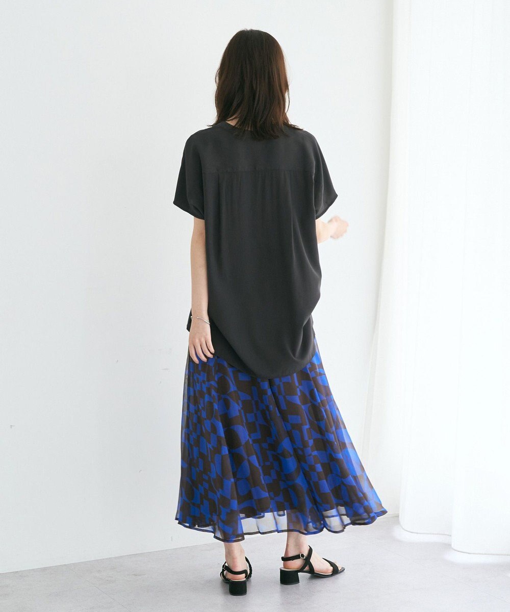 YECCA VECCA アート柄シアーロングスカート 