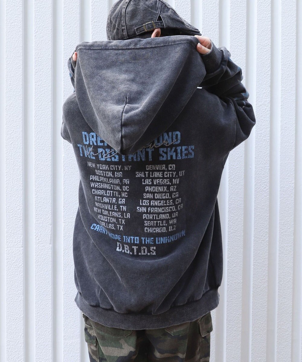 WEGO 【ユニセックス着用ITEM/MLサイズ展開】パウダーブリーチグラフィックZIPパーカー 