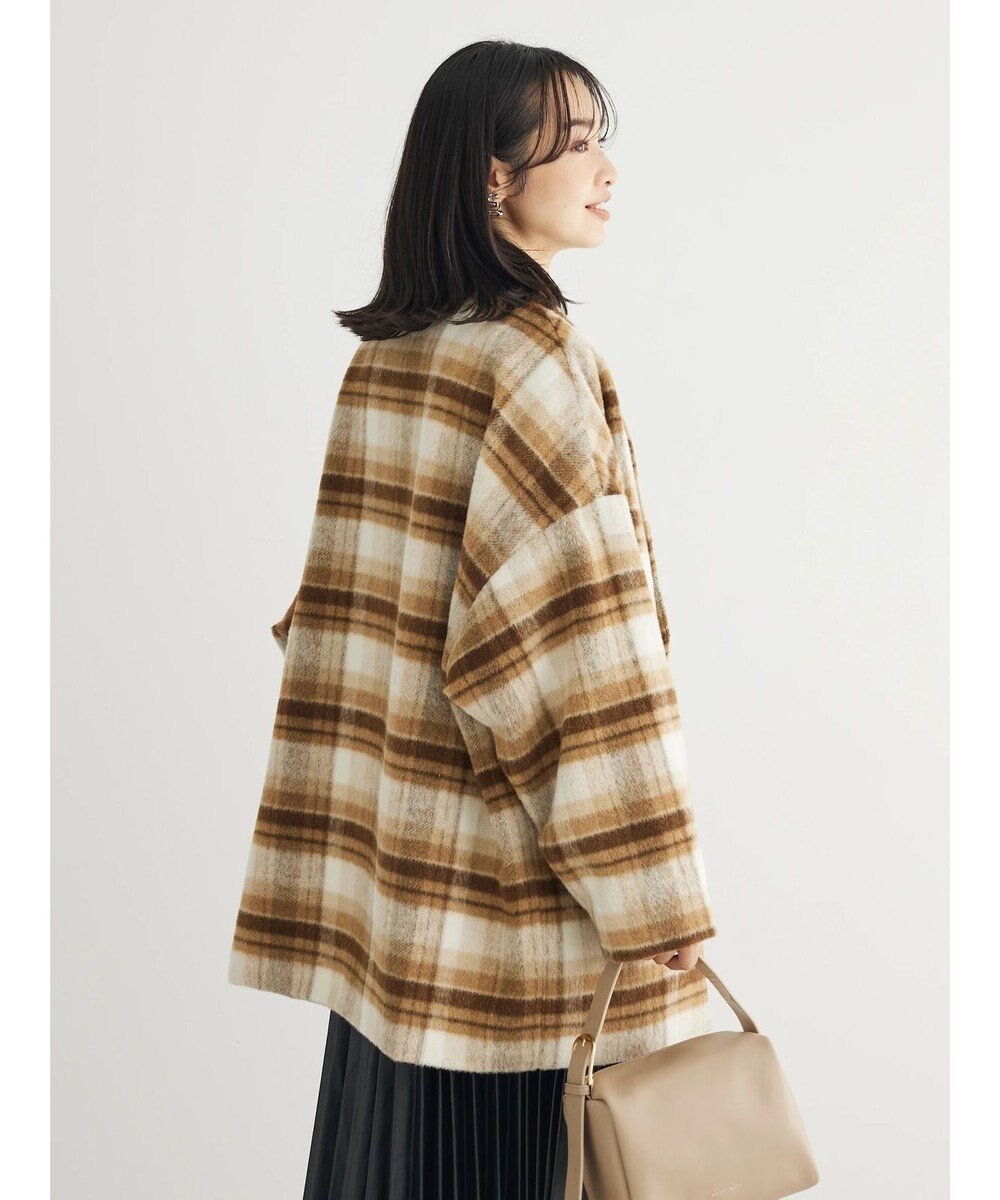 Green Parks ・ＥＬＥＮＣＡＲＥ　ＤＵＥ　シャギーチェックミドルコート 