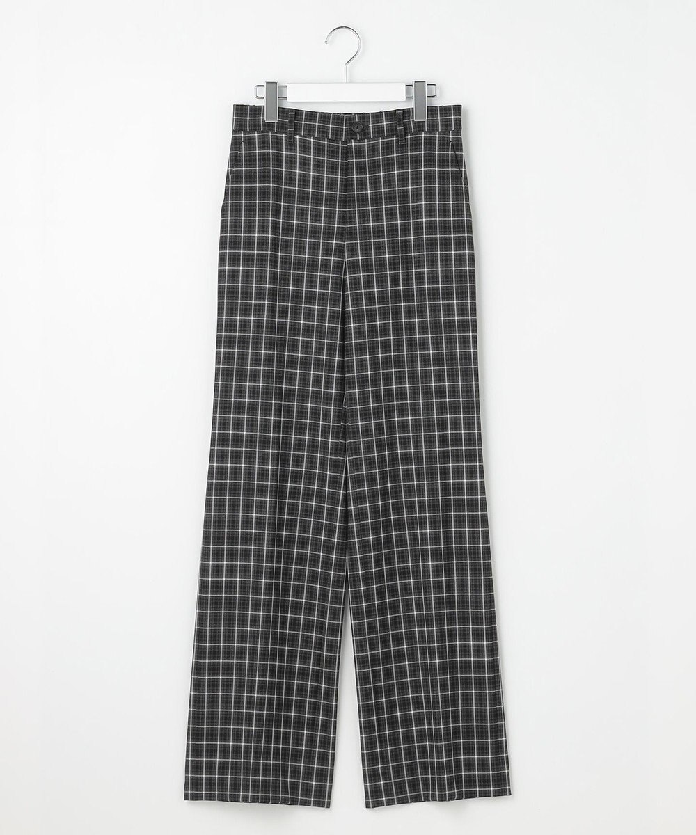 自由区 L 【19号サイズまで展開・定番人気・新色】TRギャバチェック柄ストレート パンツⅡ 