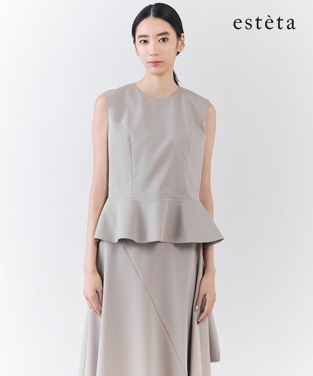 23区 S 【エステータ】ライトダブルクロス バックリボン ペプラムトップス 
