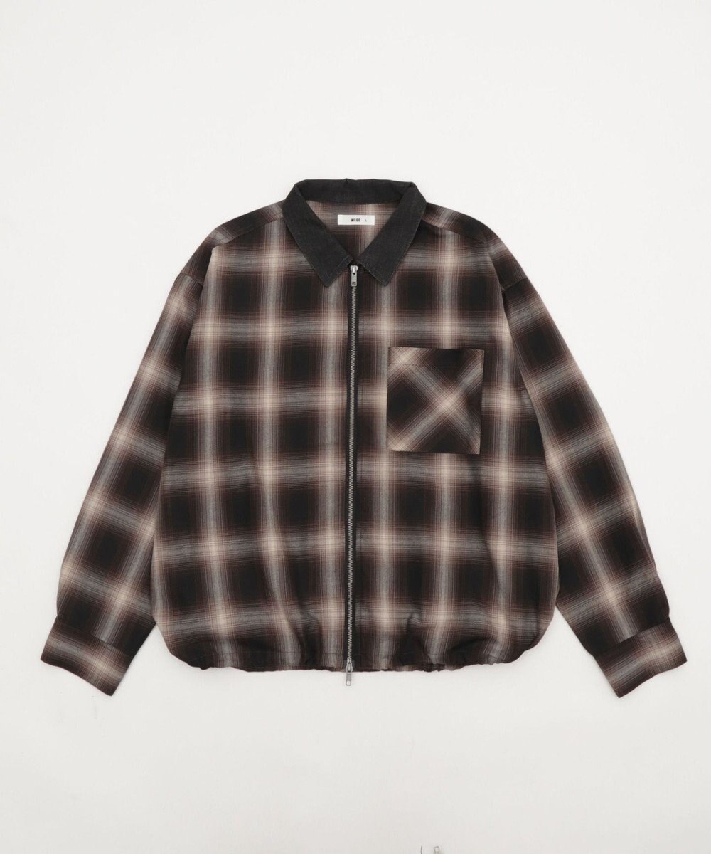 WEGO 【ユニセックス着用ITEM/MLサイズ展開】オンブレチェックシャツジャケット 