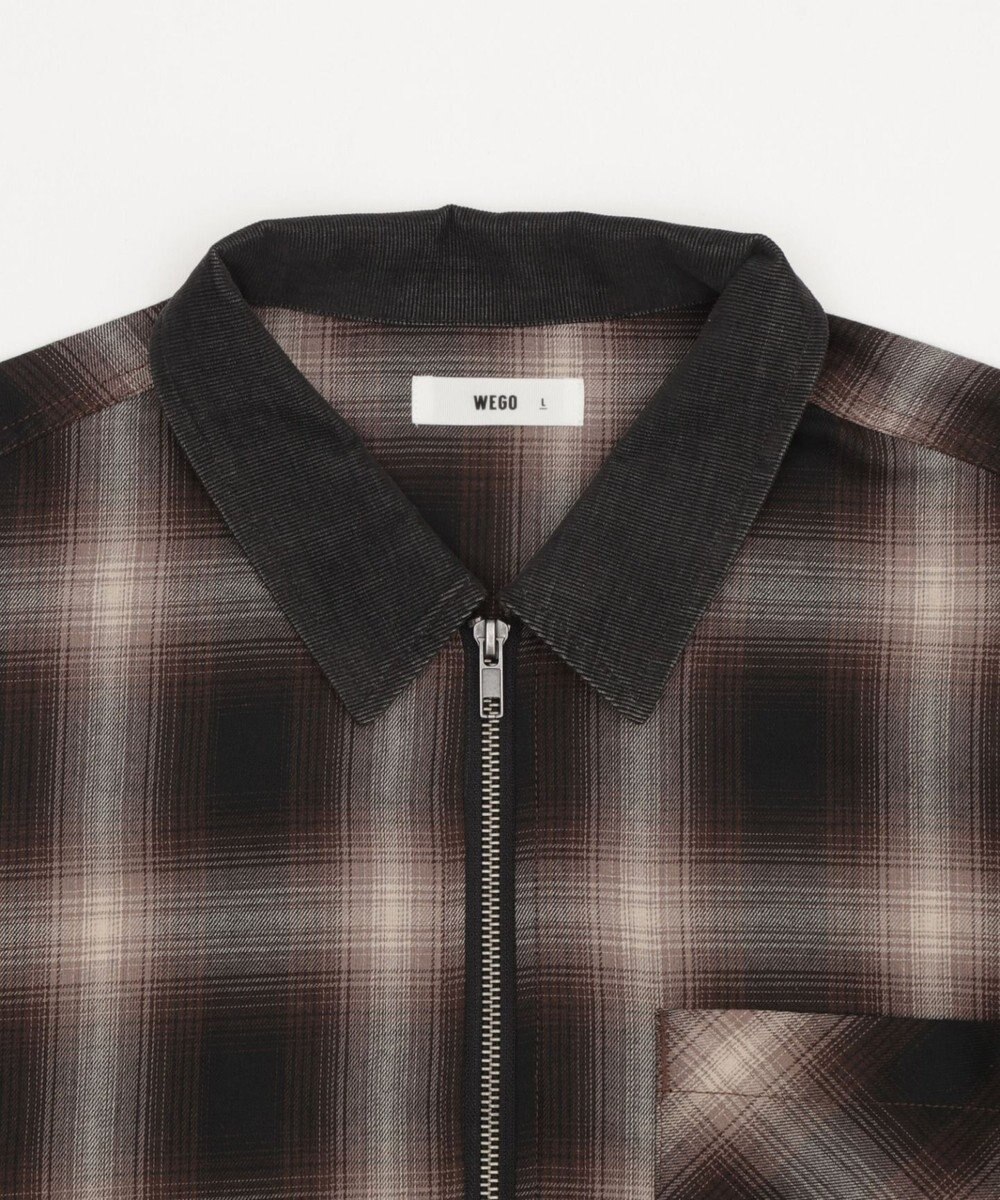 WEGO 【ユニセックス着用ITEM/MLサイズ展開】オンブレチェックシャツジャケット 