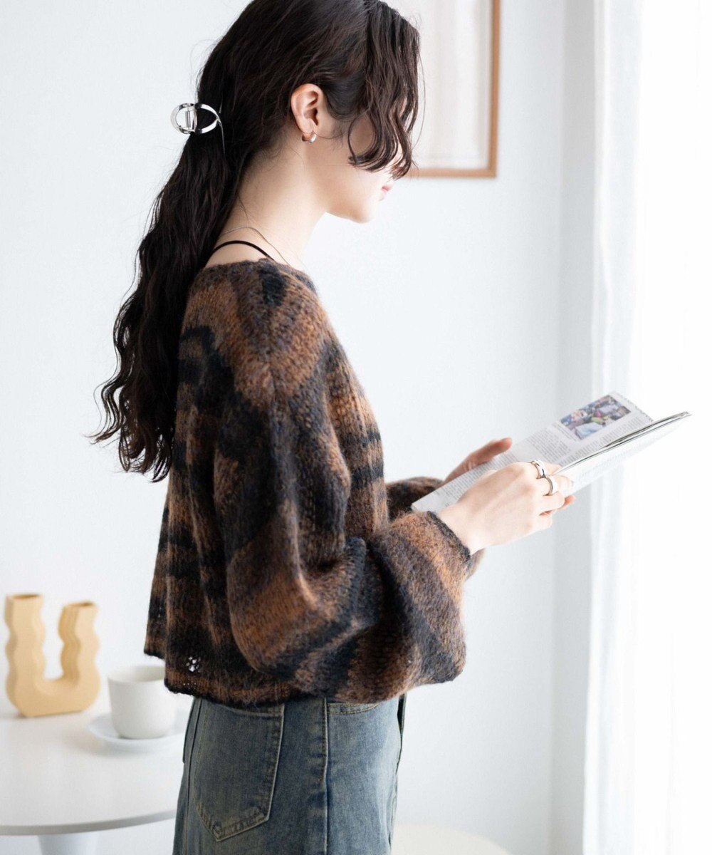 WEGO 段染めボーダーモヘアライクニット 