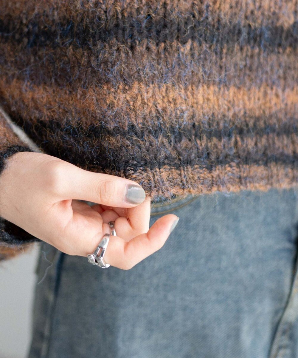 WEGO 段染めボーダーモヘアライクニット 