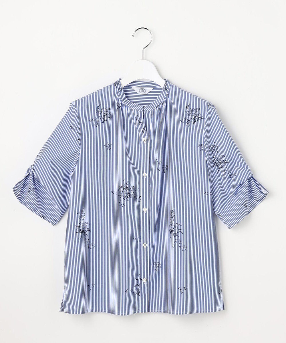 J.PRESS LADIES 【一枚で着映え】ストライプ×フラワープリント ブラウス 