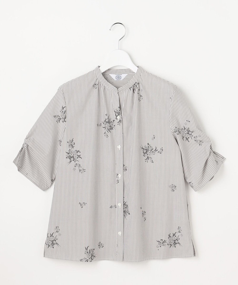 J.PRESS LADIES 【一枚で着映え】ストライプ×フラワープリント ブラウス 