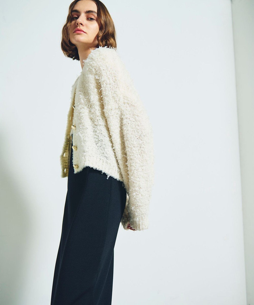 GRACE CONTINENTAL ツイーディーリボンヤーンカーディガン 