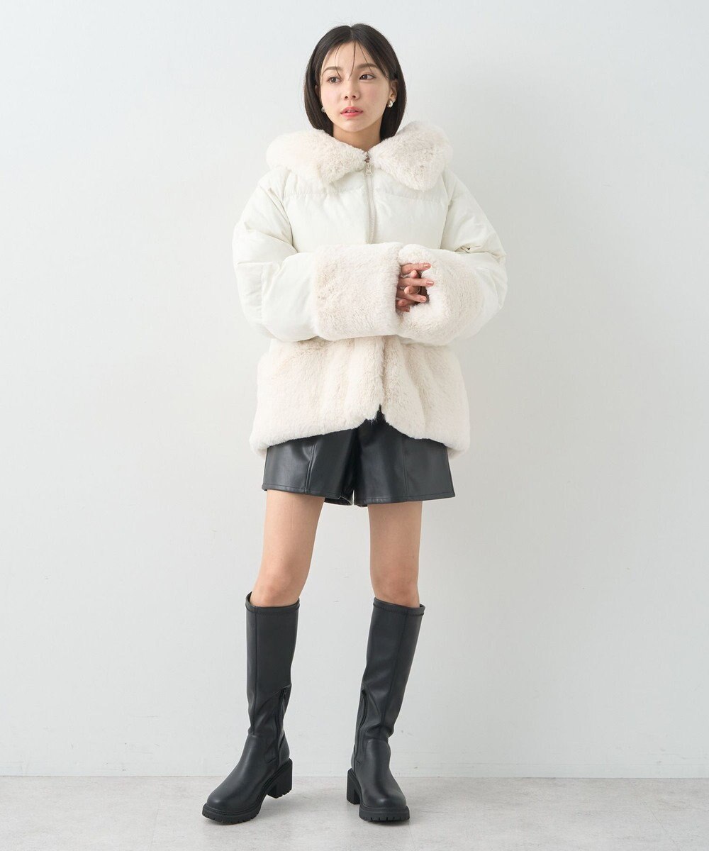 earth music&ecology フードファー中綿ショートコート 